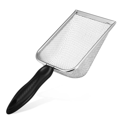 ibasenice Katzenstreuschaufel mit Feinem Maschenfilter Langlebig und Leicht zu Reinigen mit Langem Griff und Aufhängeöse Effiziente Katzentoiletten Platzsparend und Rostfrei von ibasenice