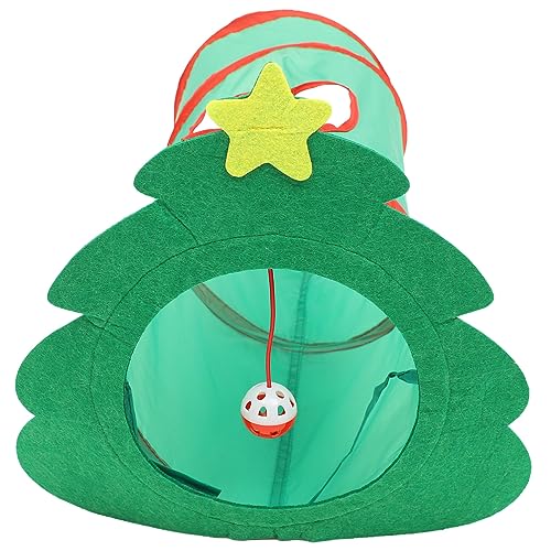 ibasenice Katzentunnel für Kätzchen Interaktives Tunnelspielzeug im Weihnachtsbaum Stil und Indoor und Outdoor Fördert die Bewegung und Interaktion von ibasenice