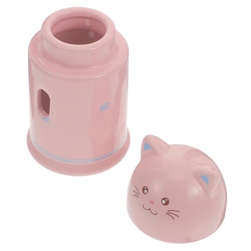 ibasenice Keramik Hamster Trinkflasche Halterung Stand Kompakt Langlebig Leicht Tier Wasserspender Zubehör für Terrarien Haustiere Rosa Katzenmotiv von ibasenice