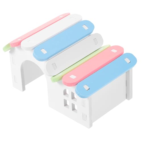 ibasenice Kunterbuntes Hamsterhaus aus Holz Rückzugsmöglichkeit für Zwerghamster Rennmäuse Kleine Nager Sicher Beißfest Wohlbefindens Ihrer Haustiere von ibasenice