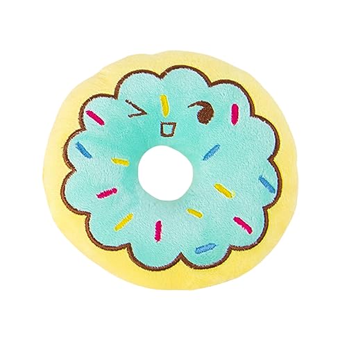ibasenice Kuscheliges Hundespielzeug im Donut Design Geräuschendes Kauspielzeug für Welpen Interaktives zur Stressbewältigung und Zahnpflege für Kleine und Mittelgroße Hunde von ibasenice