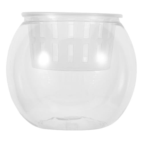 ibasenice Micro Landscape Aquarium Pflanzen Desktop Pflanzgefäß Fischpflanze Terrarium Runde Pflanzschale Fisch Terrarium Schale Tischaquarium Klare Plastikschale Klare Betta Schale Das von ibasenice