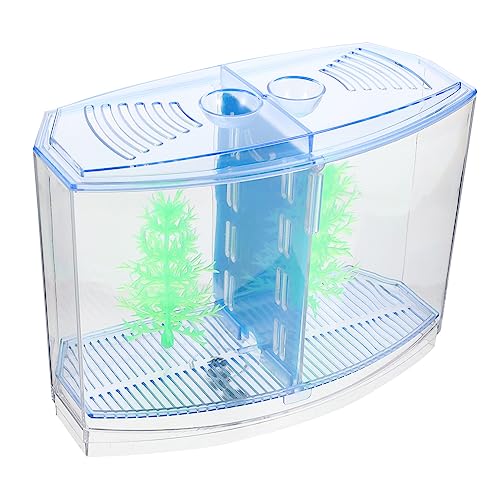 ibasenice Mini Aquarium für Goldfische Transparentes Fischbecken mit LED Beleuchtung Kammern Shrimp Tank Dekoratives Desktop Aquarium für Wohn und Schlafzimmer von ibasenice