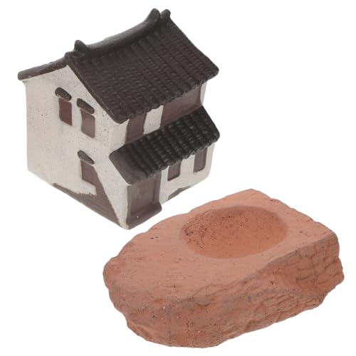 ibasenice Miniaturhaus Ornament Chinesische Architektur Robustes Design für Micro Landschaft Aquarium Dekoration Vielseitige Bonsai Figur für Büro Schreibtisch Terrarium Zubehör von ibasenice