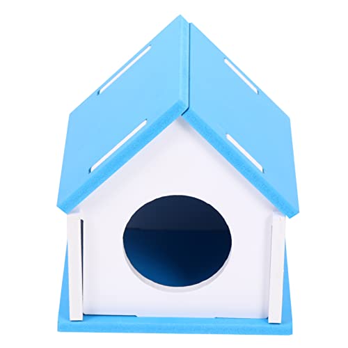 ibasenice Nasenhaartrimmer Hamster käfig Hamster cage Igelhaus kleintierhaus Spielhaus für Haustiere holzhaus Haustier-Mäuse-Hütte Hamsterhaus Heimtierbedarf Holzhütte hölzern Blue von ibasenice