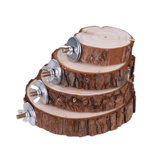 ibasenice Natürliches Holz Plattform Stand für Papageien und Kleintiere Runde Sitzstange Umweltfreundlich Vielseitig für Vogelkäfige und Hamster Spielplatz von ibasenice