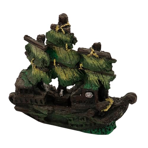 ibasenice Piraten-schiffswrack Aquarium Dekor aus Robustem Resin Fischversteck und Höhle für Betta Ozeanisches Segelboot Ornament für Frisches und Salzwasser Fischbecken Langlebige Aquarium von ibasenice
