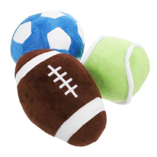 ibasenice Plüsch Kauspielzeug Teilig mit Tennis Football und Fußballform Robustes für Welpen und Katzen Weiche Aktivitätsbälle zur Zahnpflege und Interaktiven Beschäftigung von ibasenice