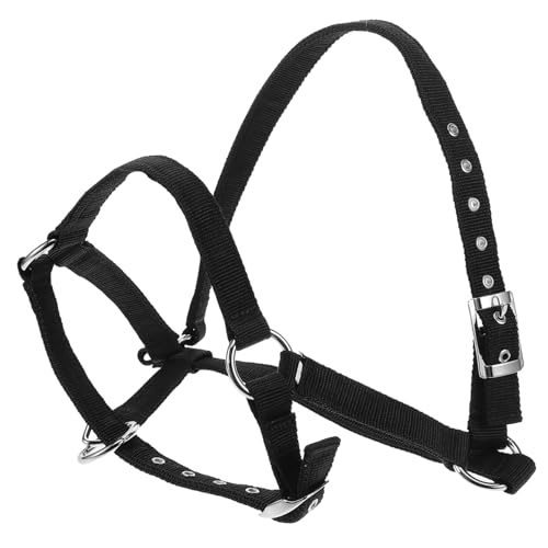 ibasenice Reitsport Trainingsbedarf Pferdeausrüstung Verstellbarer Wadenhalfter Reithalfter Pferdehalfter Pferdezubehör Halfter Großer Pferdehalfter Ziegenhalfter Schwarzes Nylon von ibasenice
