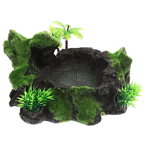 ibasenice Reptilien Wasserschale aus Hochwertigem Harz Natürliche Terrarium Futterschale für Eidechsen und Schildkröten Korrosionsbeständig für Haustierbedarf und Reptilienhaltung von ibasenice