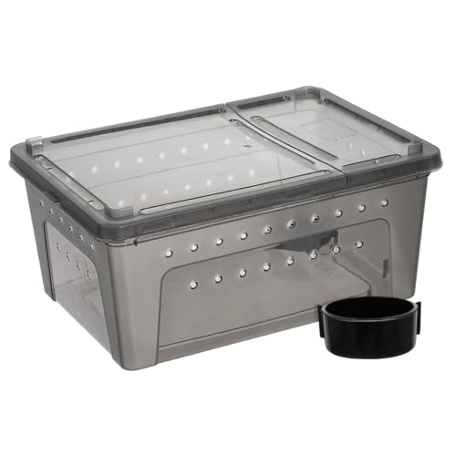ibasenice Reptilien Zuchtbox aus Kunststoff mit Futterbox Teiliges Set für Schildkröten Eidechsen und Andere Kleintiere für Terrarienhaltung und Sicheren Transport Schwarz von ibasenice