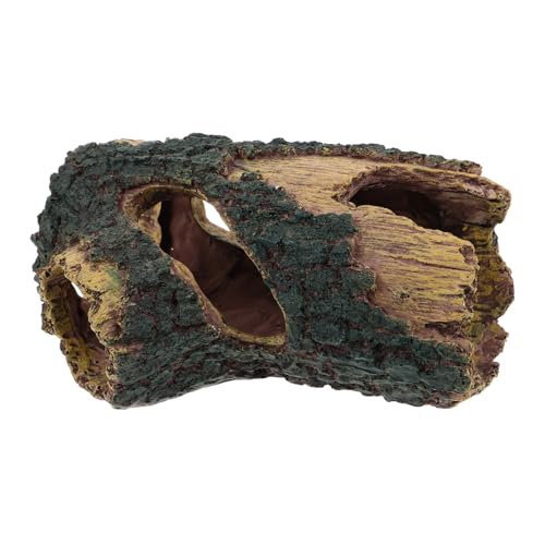 ibasenice Resin Aquarium Dekoration Hohler Baumstamm mit Moosiger Höhle Fisch Garnelenversteck Terrarium Kletterhöhle für Reptilien Betta Fisch Shelter von ibasenice