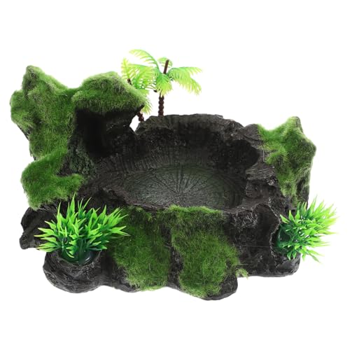 ibasenice Terrarium Wasserschale für Reptilien Langlebige Dekorative Futterschale aus Hochwertigem Harz für Schildkröten Eidechsen und Geckos Umweltfreundliches Zubehör für Artgerechte von ibasenice