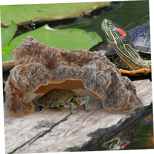 ibasenice Turtle Basking Plattform Felsenform Langlebige Reptilienhöhle aus Harz Kletterbares Versteck für Schildkröten Dekorative Terrarien und Aquarien Deko Platzsparend und Sicher für von ibasenice