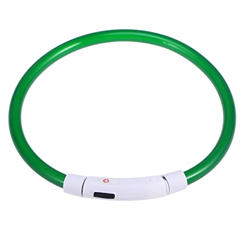 ibasenice USB Dog Leuchtkragen- Wiederaufladbare Nachthundkragen Blinkender Kreativer Haustierkragen USB- Ladekatze- Kragen Glühender Haustierkragen für Den Außenbereich Grün (Gesamtlänge von ibasenice