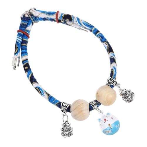 ibasenice Verstellbares Katzenhalsband mit Glöckchen Baumwoll Sicherheitsband Handgefertigtes Holz Accessoire Sanft und Hautfreundlich Abnehmbares Glockenspiel für Kleine Katzen und Hunde von ibasenice