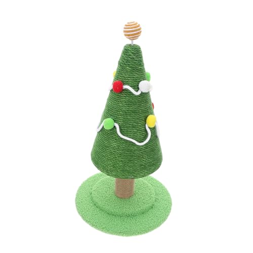ibasenice Weihnachtlicher Katzenkratzbaum Hoch mit Sisalseil Vertikaler Kletterkratzbaum für Katzen Kompakter Kratzpfosten für Natürliche Krallenpflege und Spielspaß im Innenbereich von ibasenice