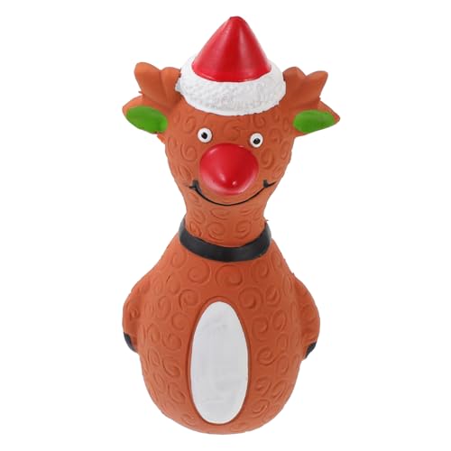 ibasenice Weihnachtliches Quietschspielzeug für Hunde Interaktives Kauspielzeug aus Latex Elch Design Stressabbauend Passend für Welpen und Kleine bis Mittelgroße Hunde Festliches von ibasenice