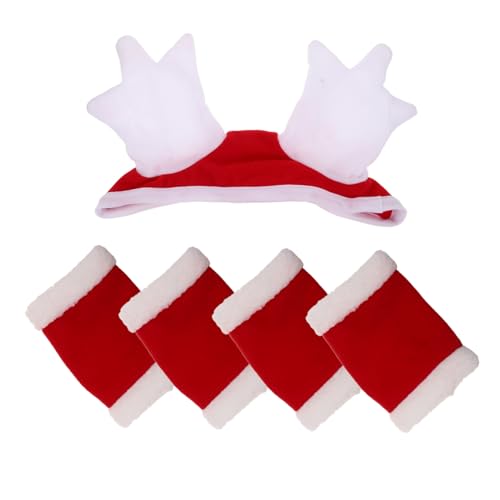 ibasenice Weihnachts Pferde Kostüm Zubehör mit Hut und Beinschützern Schnelle Anziehlösung Festliches Outfit für Weihnachtsparaden und Tier Verkleiden Feiertagsfeiern von ibasenice