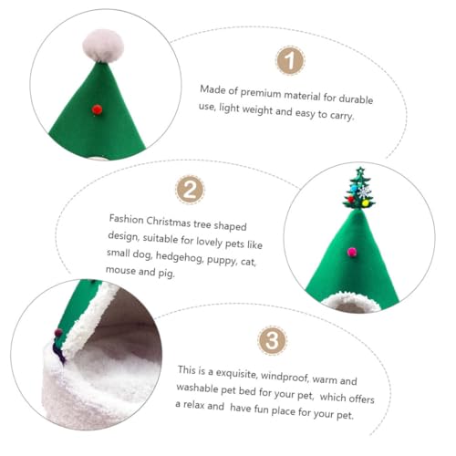 ibasenice Winterwarmes Geschlossenes Haustierhaus im Weihnachtsbaum Design Mittlere Komfortables Katzen und Hundebett Strapazierfähiges Leicht zu Reinigendes Material für Zufällige Farbe von ibasenice