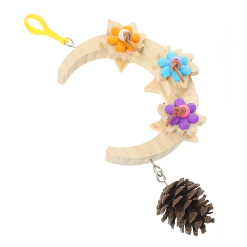 ibasenice Holz Papageien-sitzstange Mondform Vogelschaukel Spielzeug Balance Training Zubehör Sittich-käfig-dekor Kauspielzeug Für Papageien Ziervögel von ibasenice