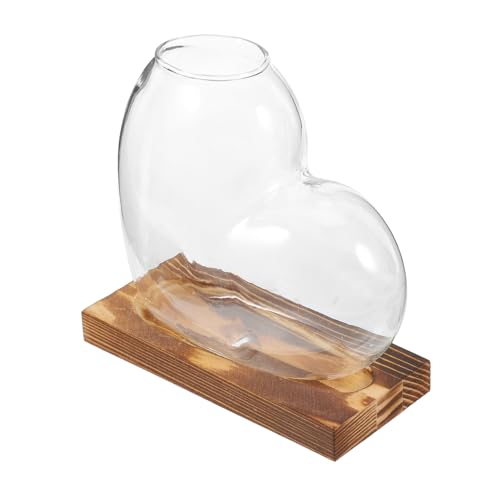ibasenice hydroponische Vase Fensterausbreitungsstationen Propagationsstation Vermehrungsgefäße Vermehrungsstand Glasterrarien für Pflanzen Terrarienglas klare Vase hölzern Transparent von ibasenice
