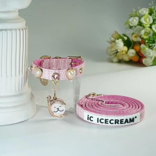ICICECREAM Verstellbares, niedliches Hundehalsband und Leine, Größe L, 34 - 44,5 cm, Rosa ICICECREAM Verstellbares, niedliches Hundehalsband und Leine, Größe L, 34 - 44,5 cm, Rosa von icicecream