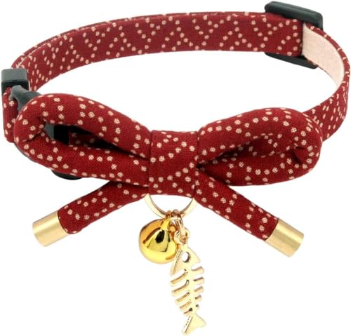 iCICECREAM Niedliches Katzenhalsband mit Fliege und Glöckchen. Japanische stilvolle Schleife und Fischanhänger. Sicherheitsverschluss, weich, leicht, für Mädchen, Jungen, männlich, weiblich, Katzen iCICECREAM Niedliches Katzenhalsband mit Fliege und Glöckchen. Japanische stilvolle Schleife und Fischanhänger. Sicherheitsverschluss, weich, leicht, für Mädchen, Jungen, männlich, weiblich, Katzen von icicecream