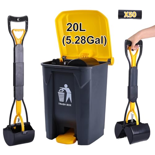 ienjoyed Pooper Scooper 2 Pack mit 20 Liter Step Dog Poop Trash Can, 71,1 cm langer Griff, Hundekotschaufel für große und kleine Hunde, strapazierfähig, herausnehmbarer Inneneimer für draußen, 50 ienjoyed Pooper Scooper 2 Pack mit 20 Liter Step Dog Poop Trash Can, 71,1 cm langer Griff, Hundekotschaufel für große und kleine Hunde, strapazierfähig, herausnehmbarer Inneneimer für draußen, 50 von ienjoyed