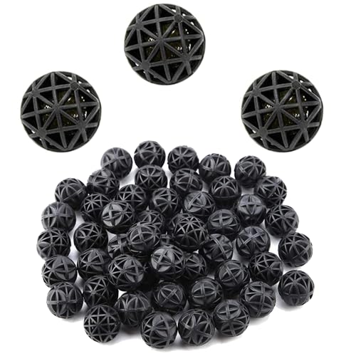 ieron 50 Stück Bio Poröser Filter 26 mm biochemisches Kugelwasserfiltermaterial mit Baumwolle für Aquarium, Teich, Aquarium, Wasserfallbrunnen von Ieron