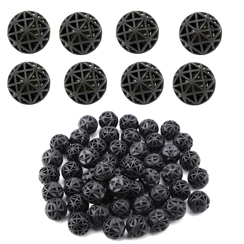 ieron 50 Stück Bio poröser Filter 16 mm biochemisches Kugelwasserfiltermaterial mit Baumwolle für Aquarium, Teich, Aquarium, Wasserfallbrunnen von Ieron