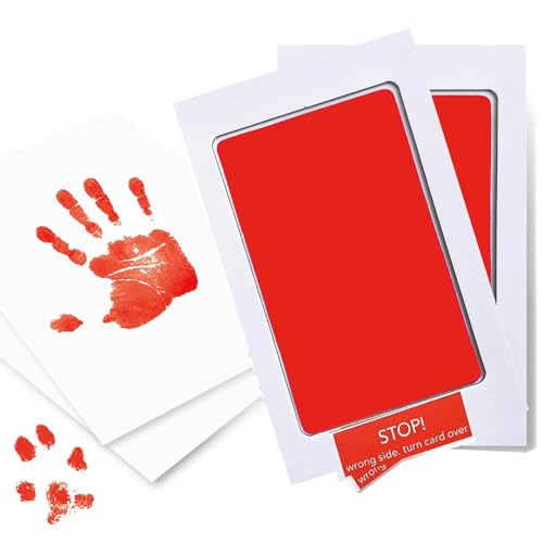 ieron Clean Touch Stempelkissen für Baby-Hand- und Fußabdruck, verschiedene Größen, Haustierpfotenabdruck-Set, tintenlose Hand- und Fußstempel, Tonerde (rot), 2 Stück von ieron