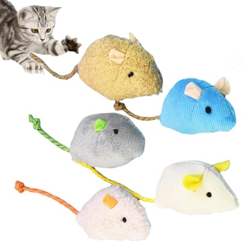 ieron Katzenminze-Spielzeug für Katzen, weiches Mausspielzeug, Kauen, Zahnreinigung, realistisches Plüschspielzeug für Katzen, Kätzchen, 5 Stück von ieron