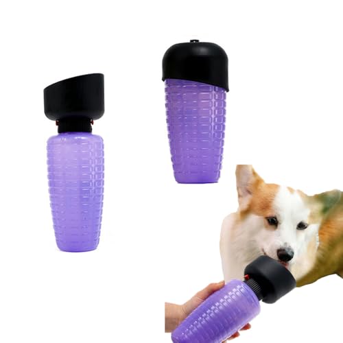 ieron Tragbare Wasserflasche für Hunde, Hund Zubehör, auslaufsicheres und zusammenklappbares Design, ideal zum Spazierengehen, 600 ml Spender, Violett von Ieron