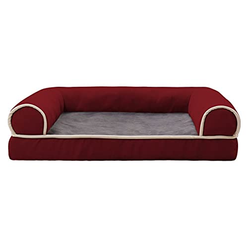 ifgswopq Orthopädisches Hundebett aus massivem Memory-Schaum, waschbarer Bezug, ideal für Arthritis, Hüftdysplasie usw. (Hellgrün) (Weinrot) von ifgswopq