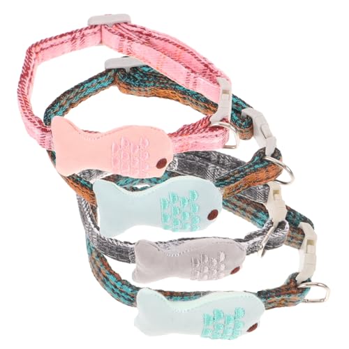 ifundom 4 Stücke Einstellbares Katzenhalsband Satz Fischförmiges Gitter für Haustiere Bequem und Praktisch für Haustierzubehör ifundom 4 Stücke Einstellbares Katzenhalsband Satz Fischförmiges Gitter für Haustiere Bequem und Praktisch für Haustierzubehör von ifundom