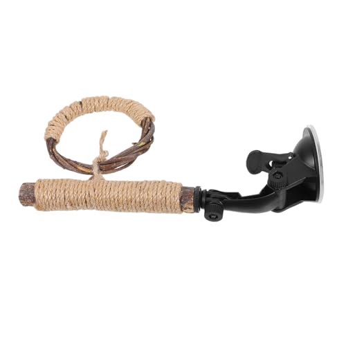 ifundom Vogelkäfig Sitzstange mit Saugnapf Robuste Plattform für Sittiche und Papageien aus Holz und Juteseil Vielseitig Einsetzbar für Innen und Außenbereich Sicheres Spielzeug für Vögel von ifundom