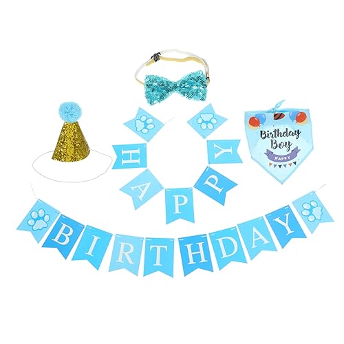 ifundom 1 Satz Katze Geburtstagsgeschenk Alles Zum Geburtstagsparty-Hintergrund Hunde-Geburtstags-Bandana Hund Geburtstag Bandana Katzenhut Welpen-kit Haustier Katzenzubehör Baumwolle von ifundom