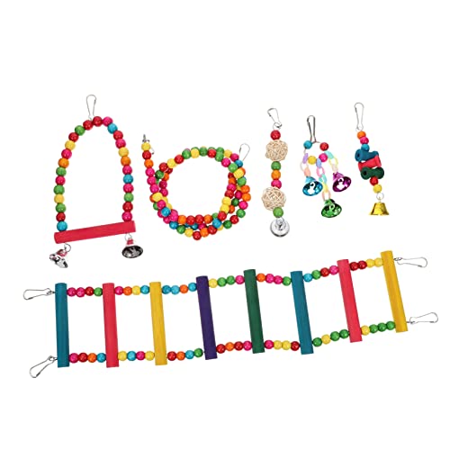 ifundom 1 Satz Papagei Spielzeugset Vogelspielzeug Leitern Papageienspielzeug Für Kleine Vögel Leiter Für Papageienkäfig Papageienhängespielzeug Papagei Kauspielzeug Barsch Hängend Hölzern von ifundom