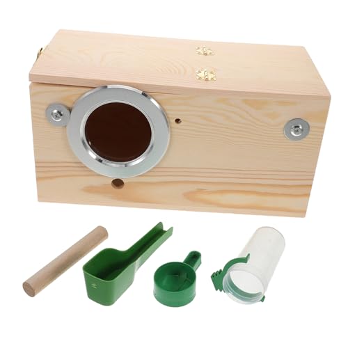 ifundom 1 Satz Papageiennistbox Nymphensittich-hauskäfig Vogelhaus Vogelhäuser Sittichhaus Für Käfig Wellensittich Nisten Zuchtkäfig Für Sittiche Vogelkäfighaus Conure Beige Hölzern von ifundom