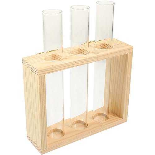 ifundom 1 Satz hydroponische Reagenzglasvase Anlage Pflanzen Pflanze Terrarium Glas Wand Ausbreitungsröhren Reagenzglas-Blumenvase Blütenröhren Holz von ifundom