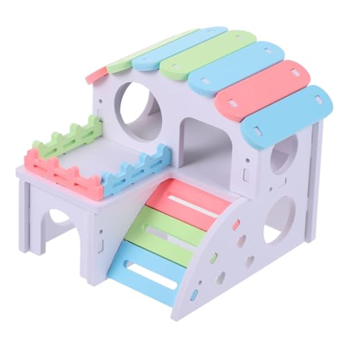 ifundom 1 Stück Hamsterhaus Hamster Terrarium Hamster Niedliches Kleintierhaus Hamster Spielhaus Hamster Behälter Nest Mini Haustier-Schlafbett Hamster-Bungalow hölzern Colorful von ifundom