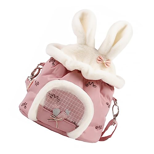 ifundom 1 Stück Hamstertasche Haustier -Rucksack Kleine Haustiere Taschen Haustiertasche Stoff Vlies Groß Träger Reisen Hamster-Out-Tasche Outdoor-transportbox Für Haustiere Rosa Plüsch von ifundom