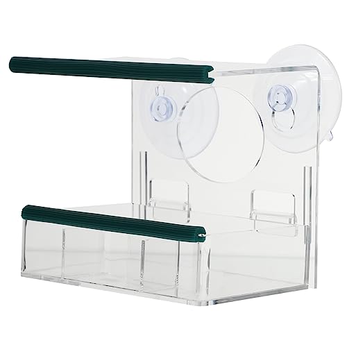 ifundom 1 Stück Vogelfütterer Futterspender Hühnerfutter Füttern Lebensmittelbehälter Samen Essen Vogelfutter Feeder -Fenster Für Blau Fütterung Container Acryl Transparent von ifundom