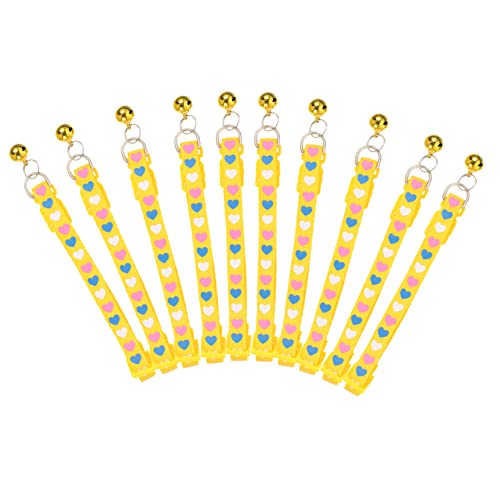 ifundom 10 Stück Liebe Gedruckte Halskette Kragen Für Katzen Hund Ausbildung Haustier Glocken Klein Name Einstellbar Kätzchen Mit Glocke Katzenhalsband PVC Yellow von ifundom