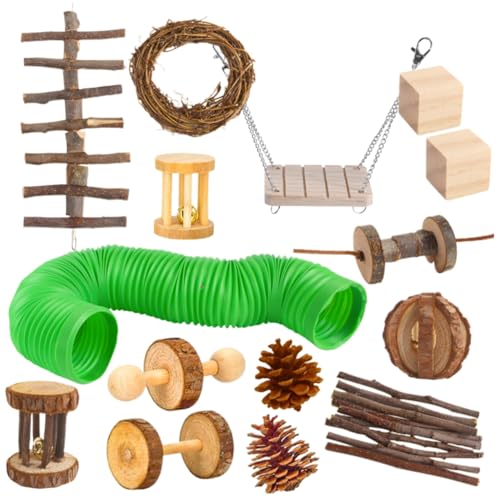 ifundom 15stücke Holz Hamster Spielzeug Set Für Kleintiere Mit Zähneknirschen Funktion Zum Klettern Und Spielen Für Kleine Haustiere von ifundom
