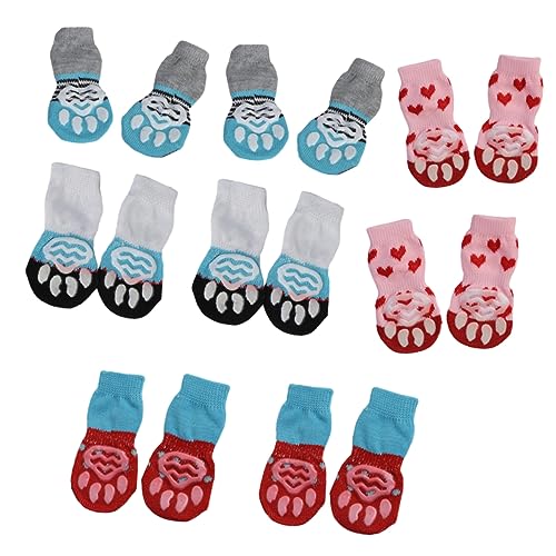 ifundom 16 Stücke Baumwoll Hundesocken Für Kleine Hunde Rutschfestes Design Winter Socken in Blau Weiß Blau Grau Rot Und Hellrot Haustierbedarf Für von ifundom