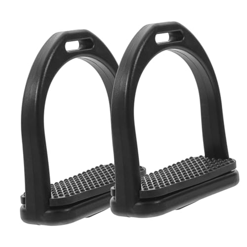 ifundom 1paar Pferde-westernsättel Mit Rutschfesten Pom- Große Schwarze Reitstirrup Für Racing -fußmatte Zubehör Für Westernsattel von ifundom