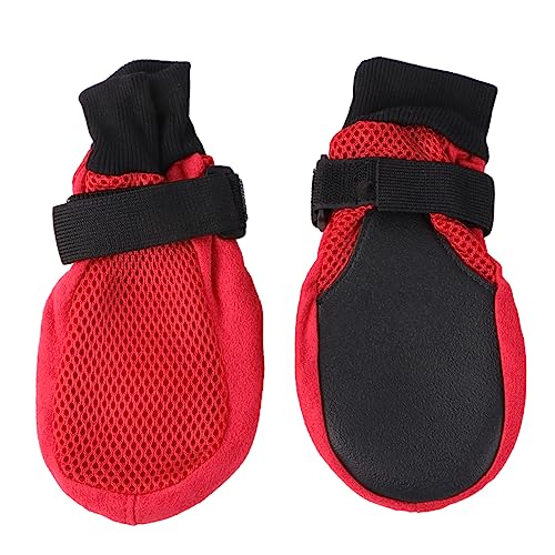 ifundom 1Satz Atmungsaktive Hundeschuhe für Indoor und Outdoor rutschfeste Hundestiefel mit Rutsch Sohle Paw Protector Rot Optimaler Pfotenschutz für Welpen von ifundom