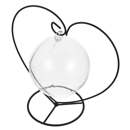 ifundom 1Satz Herzförmiger Eisen Halter Mit Glasball Hängende Dekoration Für Mikrolandschaften Tischdekoration Robuste Eisenkonstruktion Für Stilvolle Präsentation von ifundom